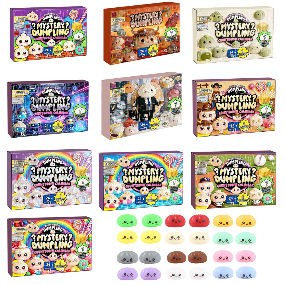 Party Games Children - กล่องสุ่มเซอร์ไพรส์ตุ๊กตาบีบคลายเครียด 24 วัน ปฏิทินนับถอยหลัง ของเล่นบีบแก้เครียด ชุดของขวัญสำหรับเด็ก