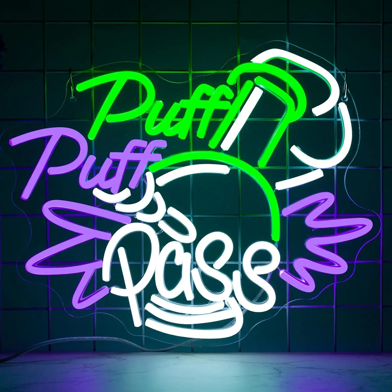 Party Games Game Pass - ป้ายไฟนีออน Puff Puff Pass พร้อมไฟ LED