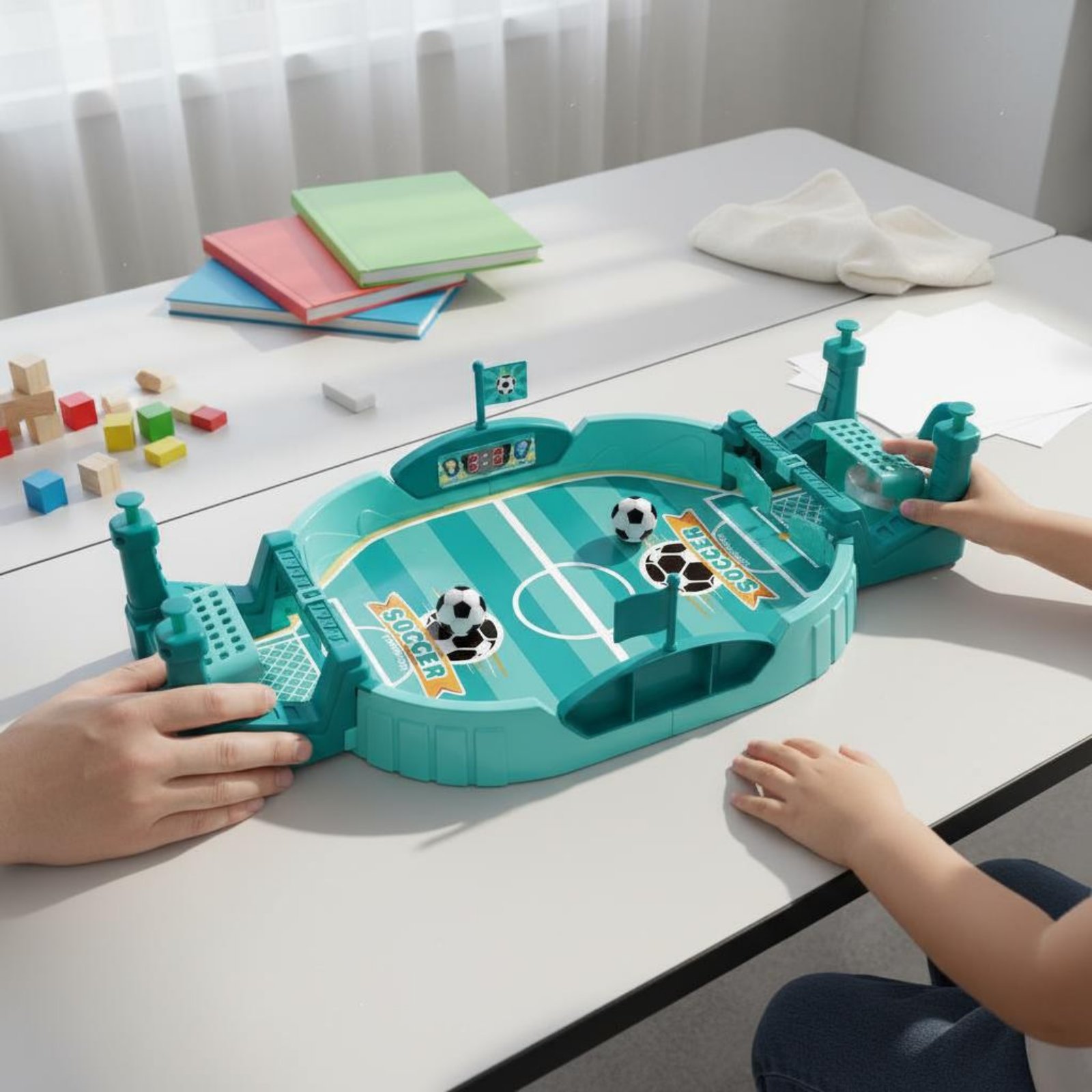 Party Games Mini - ของเล่นฟุตบอลต่อสู้ 2 คน เสริมสร้างการประสานงานระหว่างมือและสายตา เกมฟุตบอลขนาดเล็กแบบตั้งโต๊ะ สำหรับเด็กและงานปาร์ตี้