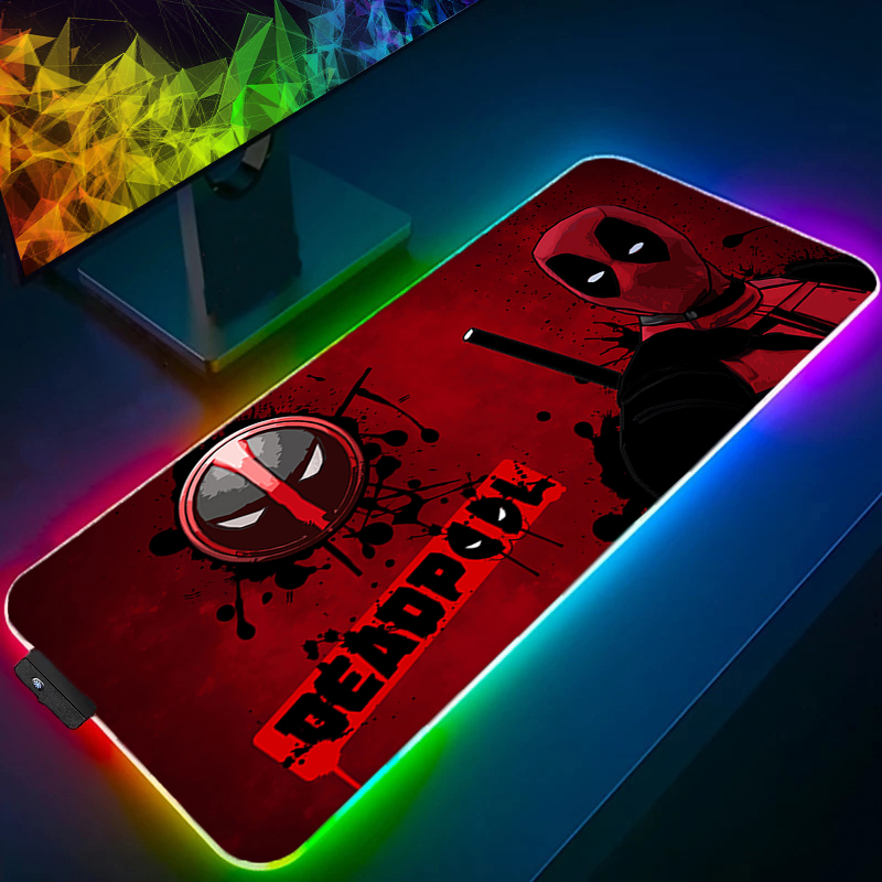 Party Games Pc - แผ่นรองเมาส์ LED สำหรับเล่นเกม พร้อมไฟแบ็คไลท์ ขอบล็อค ลายอนิเมะ