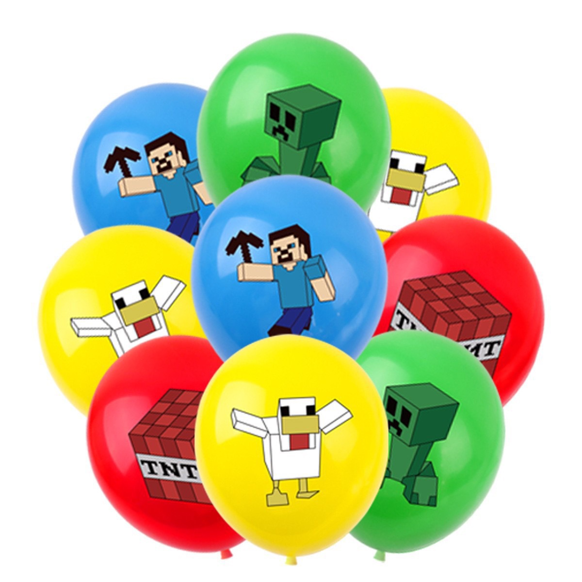 Party Games No Props - 50/100 ชิ้น ชุดลูกโป่งพิกเซลธีมเกมอนิเมะ Minecraft สำหรับงานวันเกิด ชุดลูกโป่งฟิล์มตกแต่ง