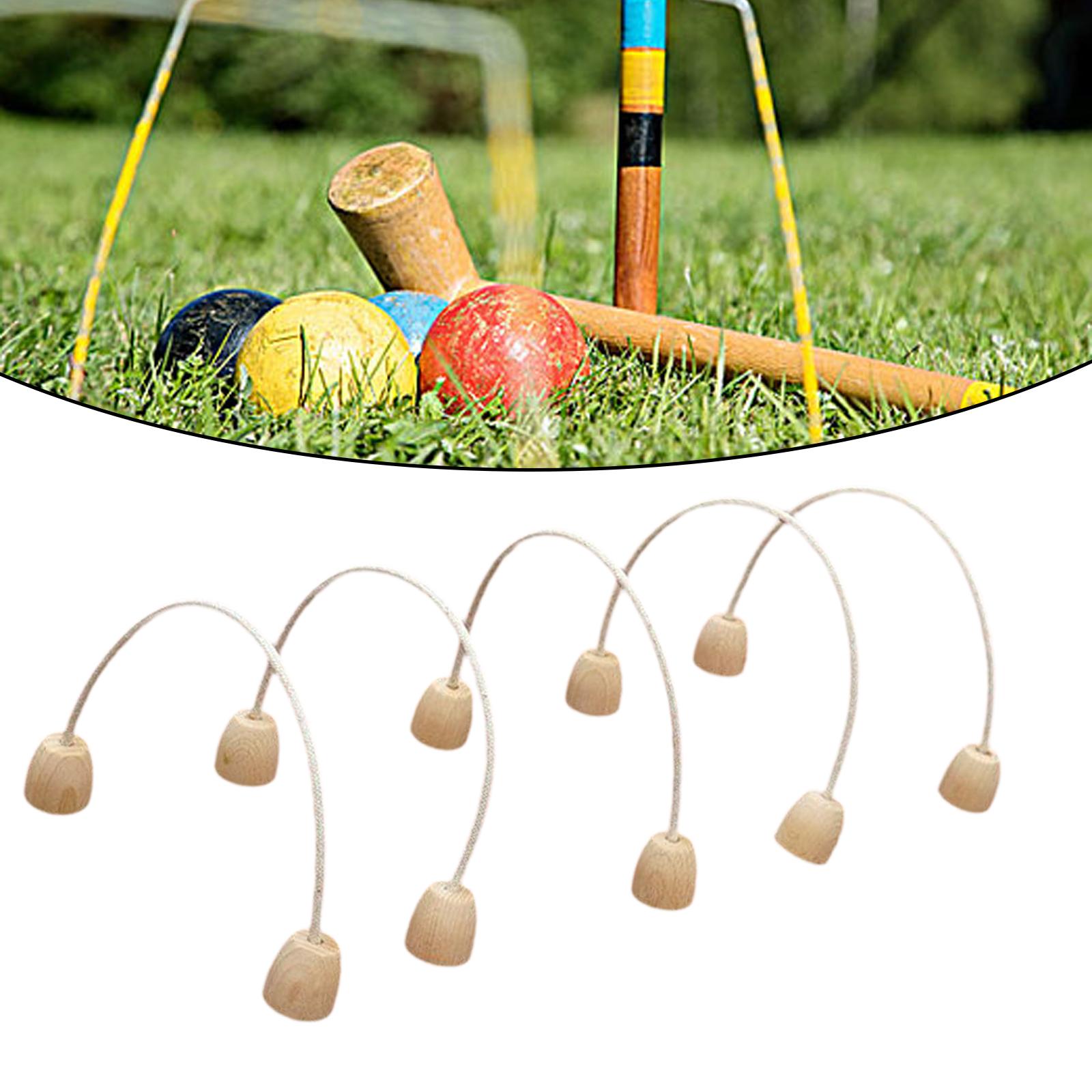 Croquet Set Lawn - ชุดห่วงโครเกต์ไม้สำหรับเล่นเกทบอลกลางแจ้ง เหมาะสำหรับเกมสนามหญ้าสำหรับครอบครัวและความสนุกสนานในสวนหลังบ้าน